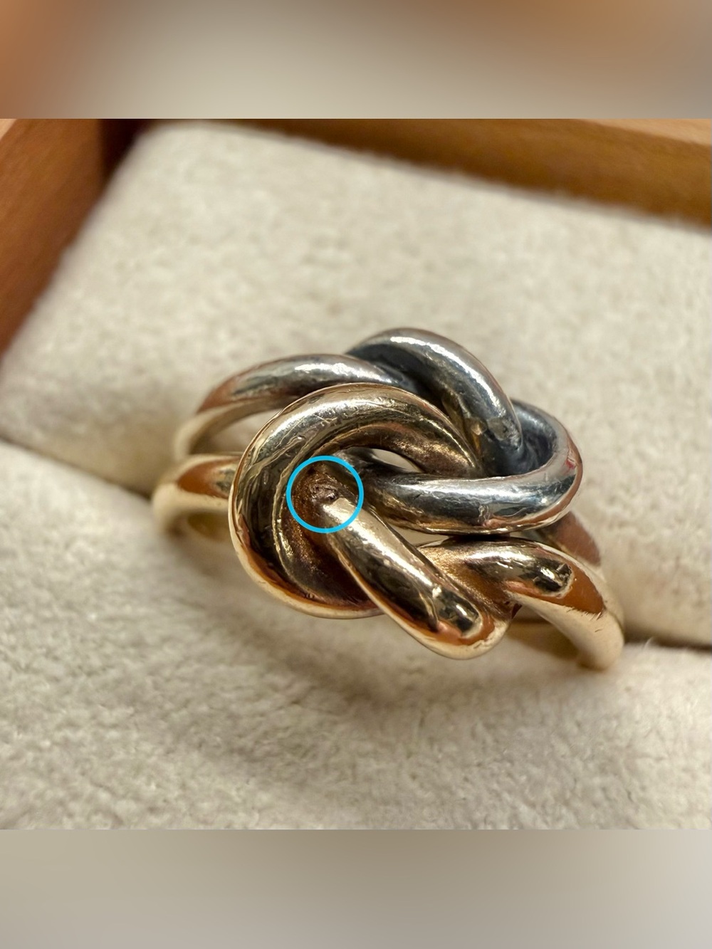 James Avery Original Lovers' Knot Ring 14K Yellow Gold Sterling Silver size 7.5 - Picture 16 of 16